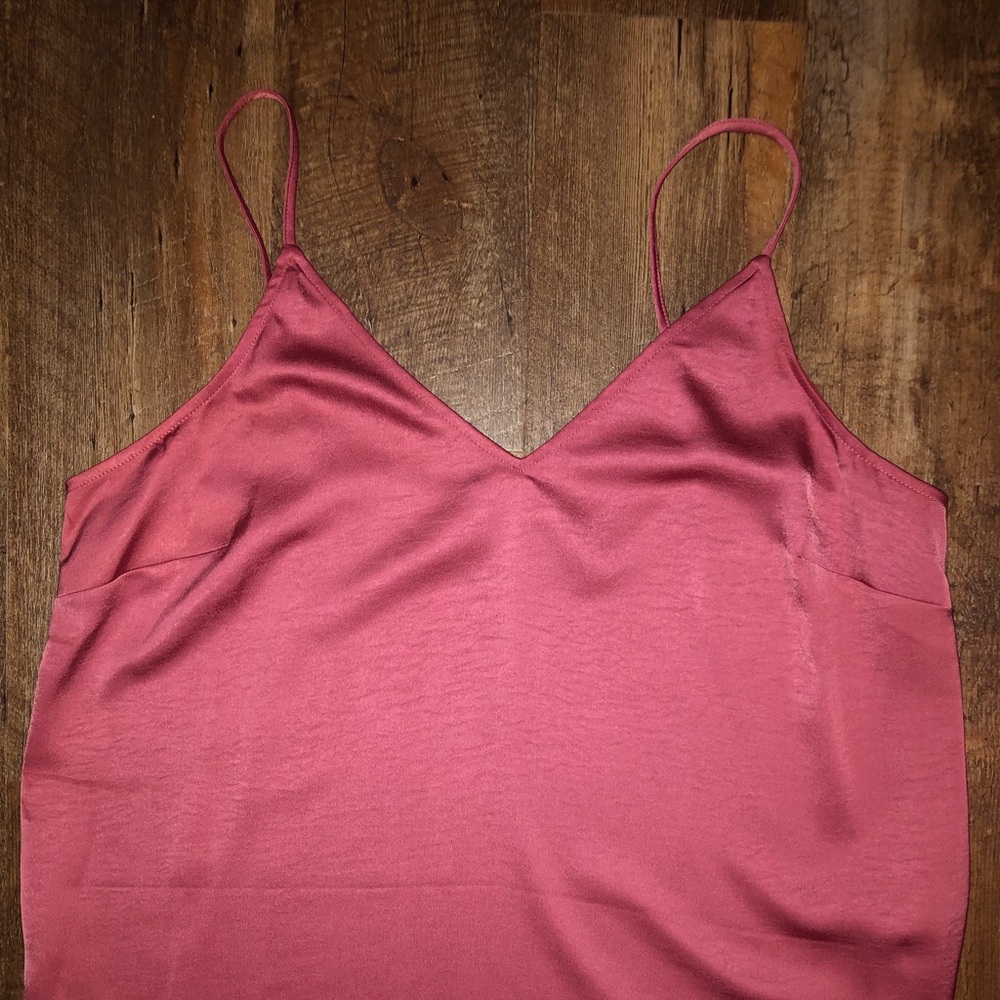 Dark pink satin tank